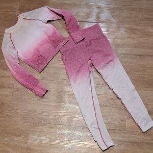 Pink and White Ombre Activewear Set